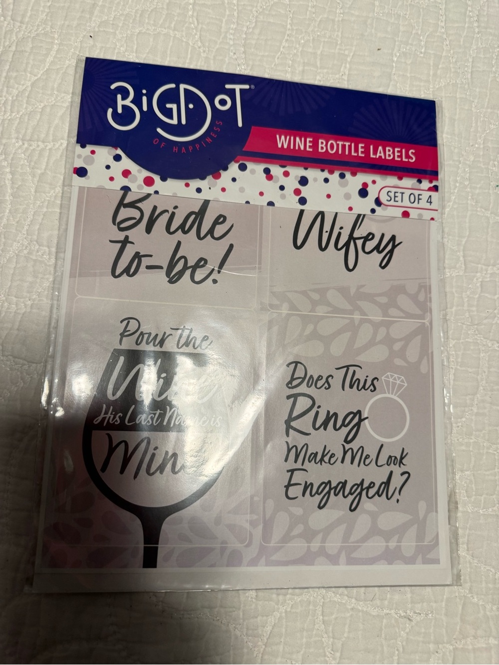 Bride-to-Be Pink Wine Labels - Set of 4